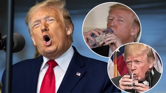 Son konuşmasında su içemez hali dikkat çekti: Trump rahatsız mı?