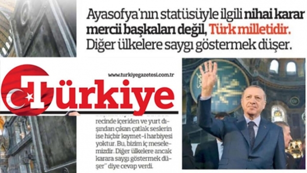 Türkiye Gazetesi’nden Efendimiz’in (sas) adı yazılı levhaya sansür!