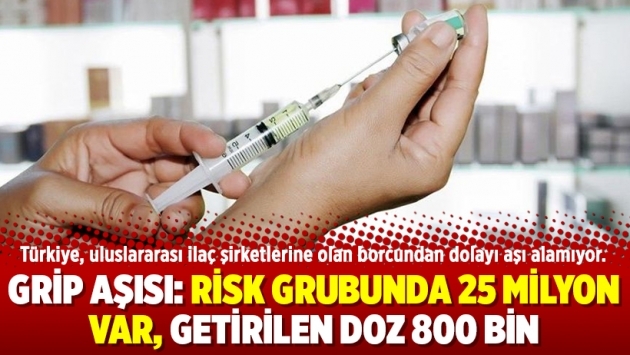 Grip aşısı: Risk grubunda 25 milyon var, getirilen doz 800 bin