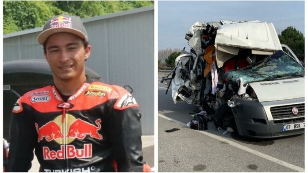 Milli motosikletçi Can Öncü’nün de bulunduğu minibüs kaza yaptı