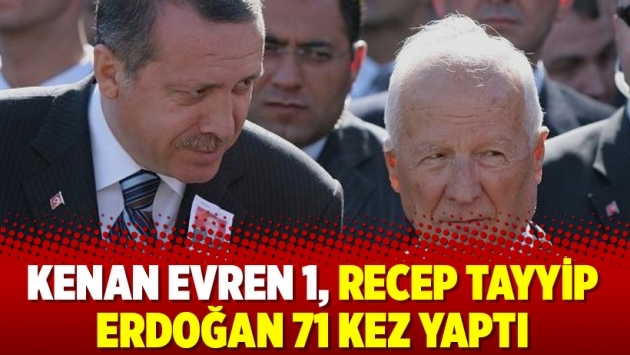 Kenan Evren 1, Recep Tayyip Erdoğan 71 kez yaptı