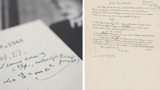 Einstein'in el yazısıyla yazdığı E=mc²'li mektup rekor fiyata satışa çıkıyor