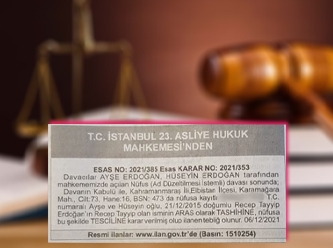 'Recep Tayyip Erdoğan' adını nüfusta resmen değiştirdiler