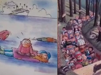'Yasaklı mülteci karikatürler' Helsinki'de