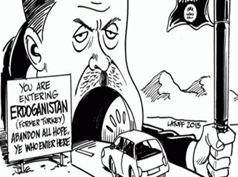 Carlos Latuff'tan Sedef Kabaş göndermeli Erdoğan karikatürü