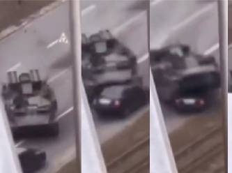 Rus zırhlı aracı sivil otomobili 'zevk için' ezdi