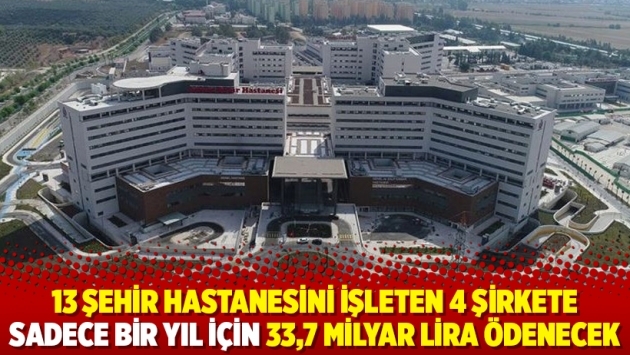 13 şehir hastanesini işleten 4 şirkete sadece bir yıl için 33,7 milyar lira ödenecek