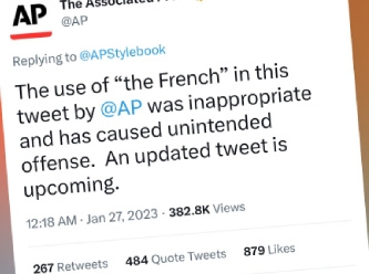 AP, 'Fransızlar' kelimesiyle ilgili paylaşımını sildi ve özür diledi