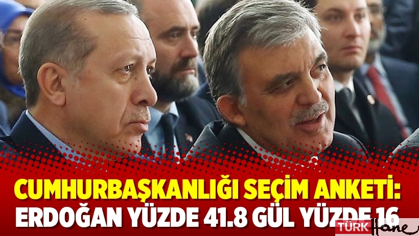 Cumhurbaşkanlığı seçim anketi: Erdoğan yüzde 41.8 Gül yüzde 16