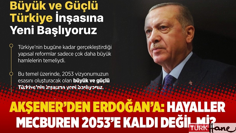 Akşener'den Erdoğan'a: Hayaller mecburen 2053'e kaldı değil mi?