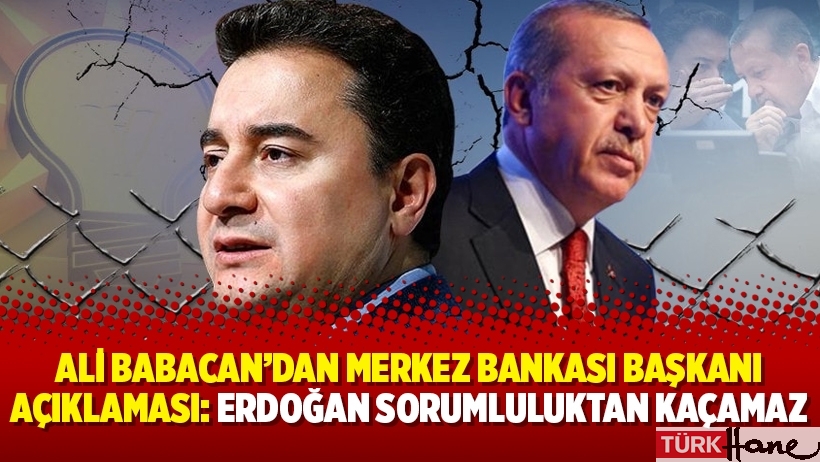 Ali Babacan’dan Merkez Bankası başkanı açıklaması: Erdoğan sorumluluktan kaçamaz