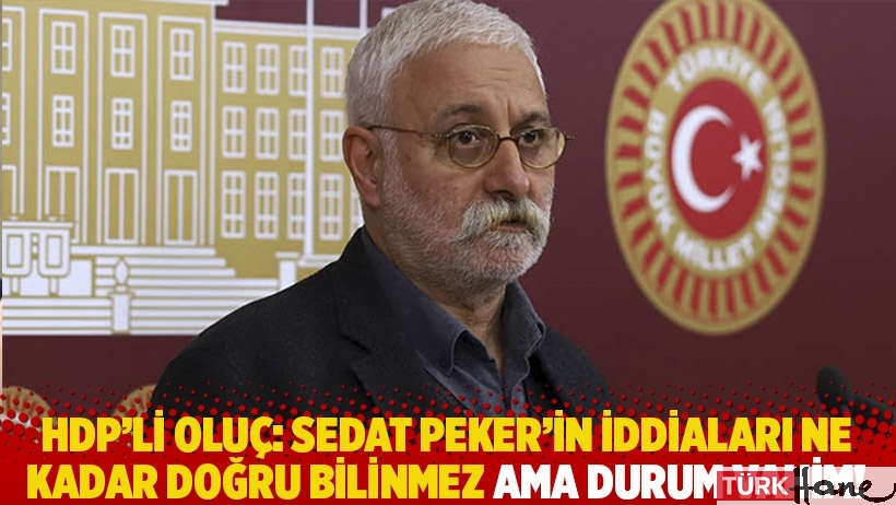 HDP'li Oluç: Sedat Peker'in iddiaları ne kadar doğru bilinmez ama durum vahim!