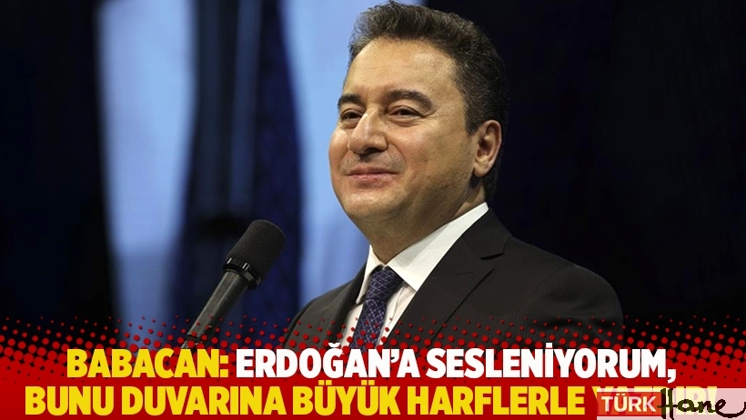 Babacan: Erdoğan'a sesleniyorum, bunu duvarına büyük harflerle yazdır!