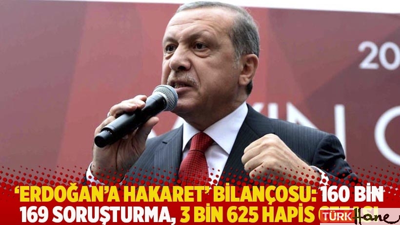 ‘Erdoğan’a hakaret’ bilançosu: 160 bin 169 soruşturma, 3 bin 625 hapis cezası 