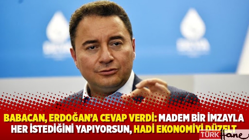 Babacan, Erdoğan’a cevap verdi: Madem bir imzayla her istediğini yapıyorsun, hadi ekonomiyi düzelt