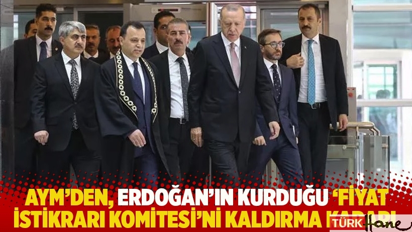 AYM’den, Erdoğan’ın kurduğu ‘Fiyat İstikrarı Komitesi’ni kaldırma kararı