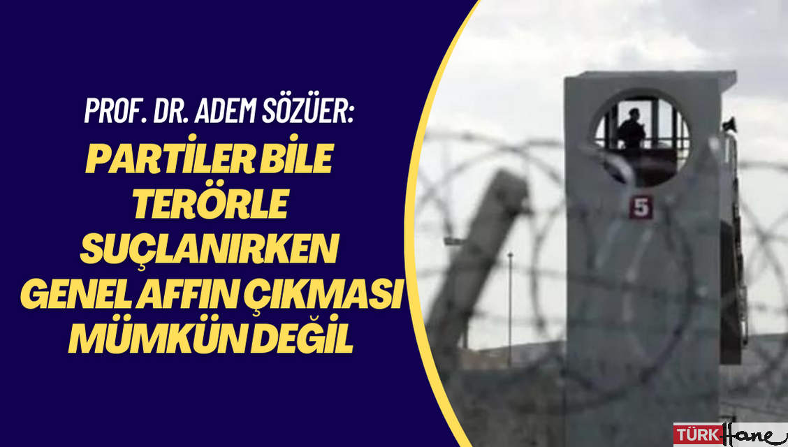 Prof. Dr. Adem Sözüer: Türkiye’de partiler bile terörle suçlanırken genel affın çıkması siyaseten mümkün değil