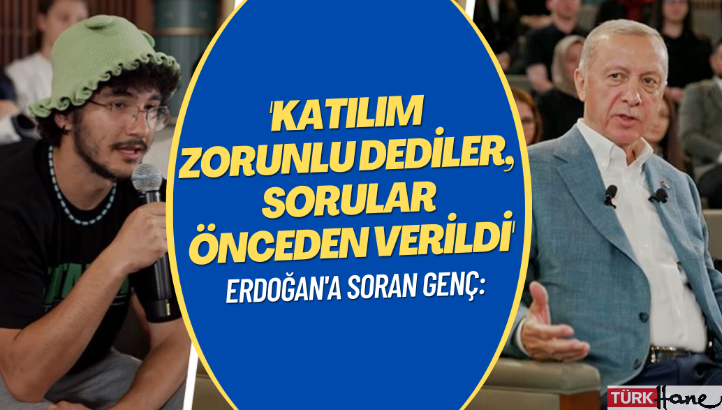 Erdoğan’a soru soran ‘kurbağa’ şapkalı genç: Katılım zorunlu dediler, sorular önceden verildi