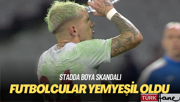 Stadda boya skandalı: Futbolcular yemyeşil oldu