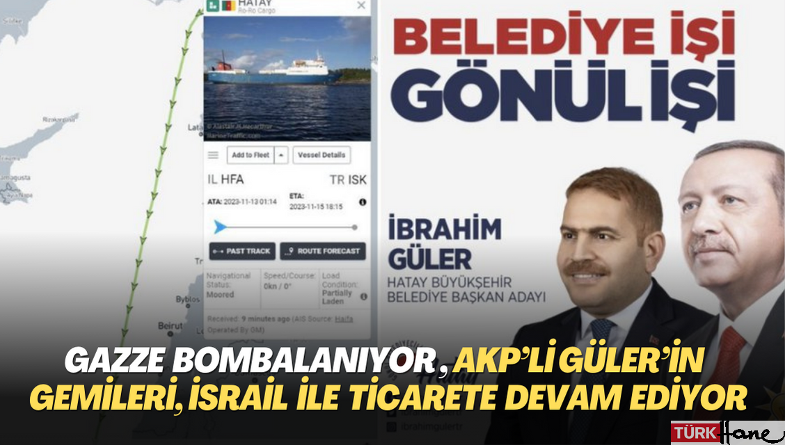 AKP’li Güler’in gemileri, Gazze‘ye bomba yağarken İsrail’e yük taşımaya devam ediyor
