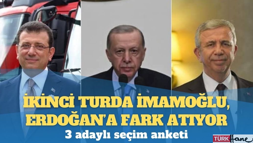 3 adaylı seçim anketi: İkinci turda İmamoğlu, Erdoğan’a fark atıyor