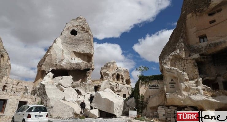 Nevşehir’de peribacasının bir bölümü çöktü