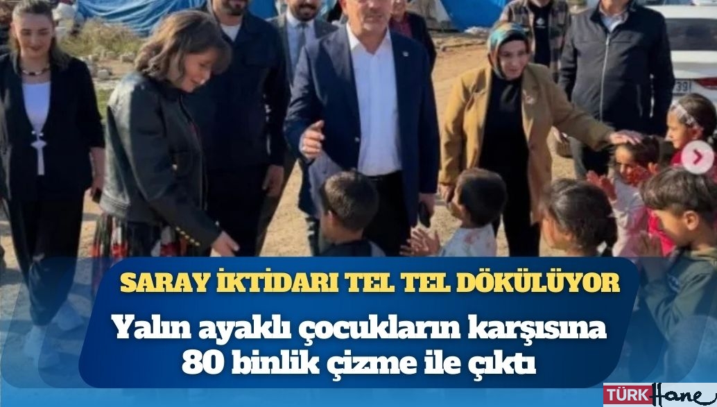 AKP’li İl Başkan Yardımcısı yalın ayaklı çocukların karşısına 80 binlik çizme ile çıktı